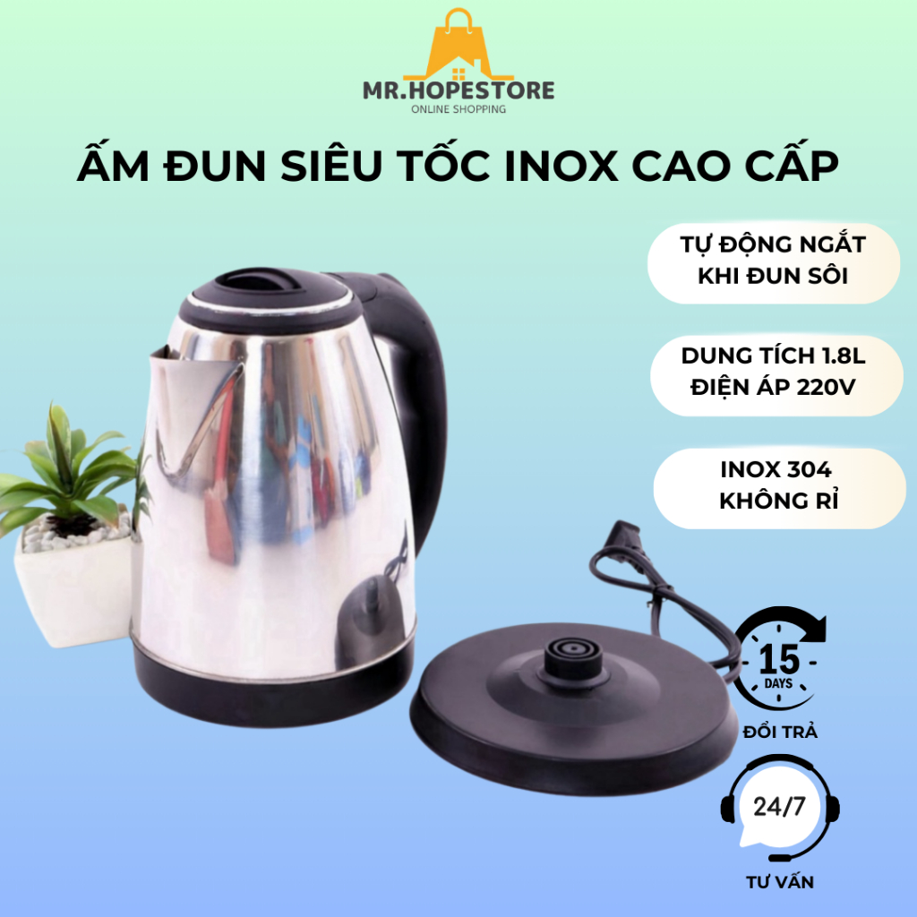 Ấm siêu tốc Inox loại lớn 1L8