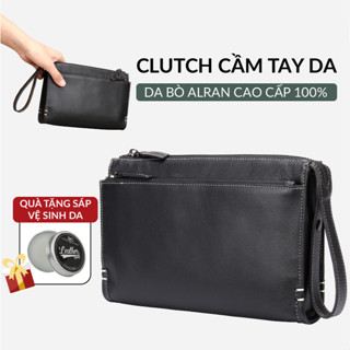 Clutch cầm tay nam da bò cao cấp túi kẹp nách nam size 23 ví cầm tay nam công sở 3006-Black