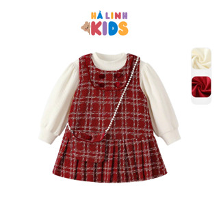 Set Váy  Kẻ Đỏ Noel Váy Dạ Kèm Áo Nỉ Cho Bé Gái 8-35kg