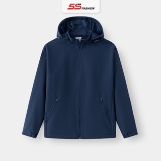 Áo Khoác Gió Nam 5S FASHION Có Mũ Tháo Được, Dày Dặn, Cản Gió, Giữ Ấm, Thiết Kế In Chữ Phom Slimfit AKG24002