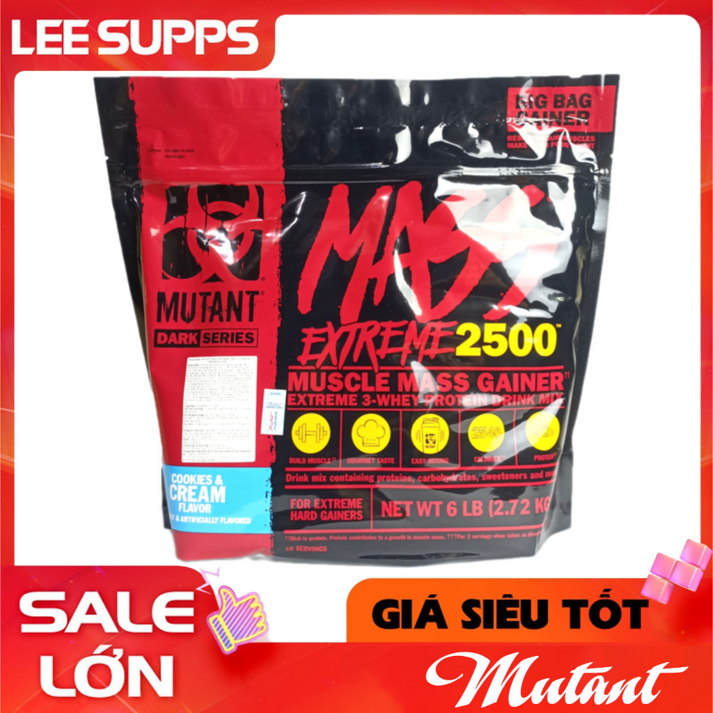 Mass ExTreme 2500 6LBS 2.72KG 10 Servings Vị Cookie - Muscle Mass Gainer sữa tăng cân cao cấp