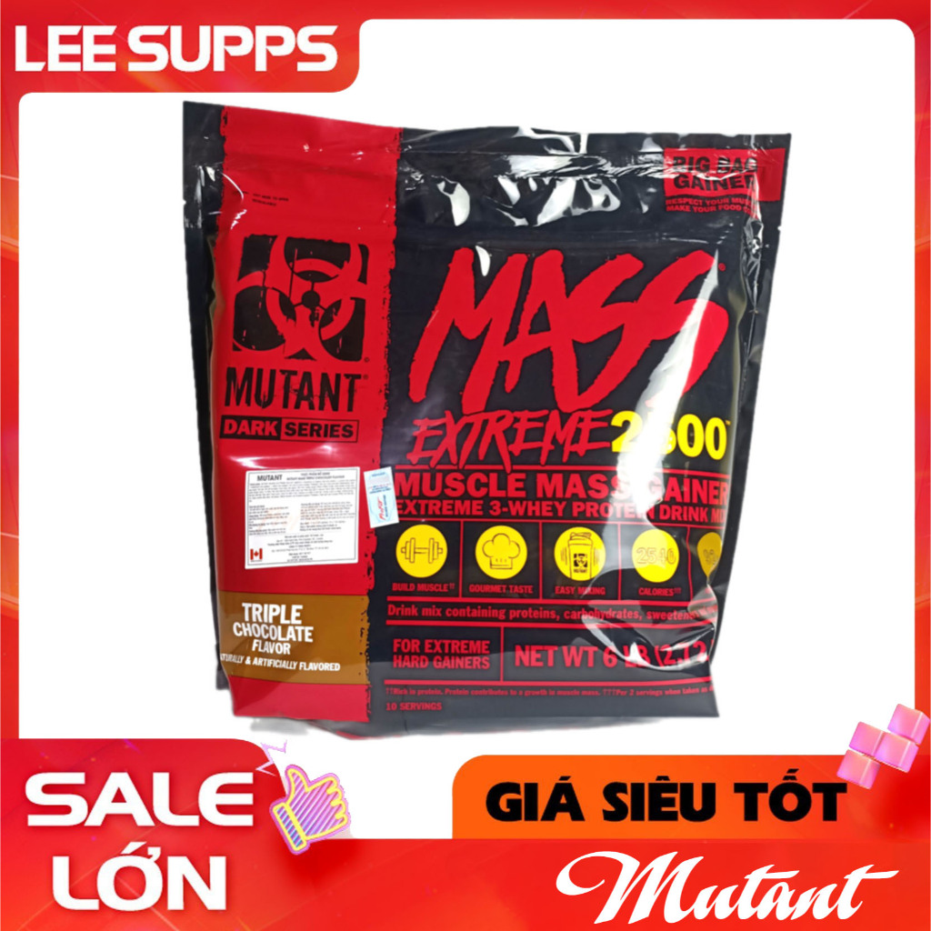 Mutant Mass ExTreme 2500 6LBS 2.72KG 10 Servings Vị Vanilla - Muscle Mass Gainer sữa tăng cân cao cấ