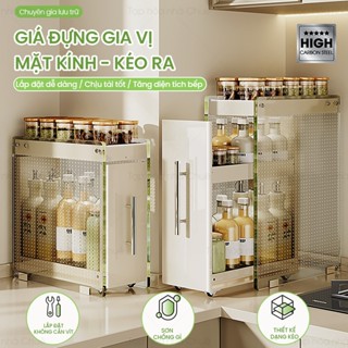 [CÓ SẴN] TỦ ĐỰNG GIA VỊ KỆ NHÀ BẾP VÁCH KÍNH ĐA NĂNG DUNG TÍCH LỚN NGĂN KÉO TRƯỢT TIỆN LỢI CHỐNG GỈ