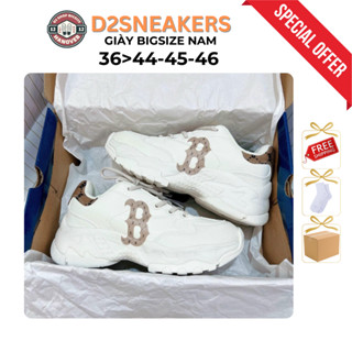 [BIGSIZE 44-45-46] Giày MLB chữ B Mono Heel Boston gót nâu best quality | Giày Dép Bigsize Nam