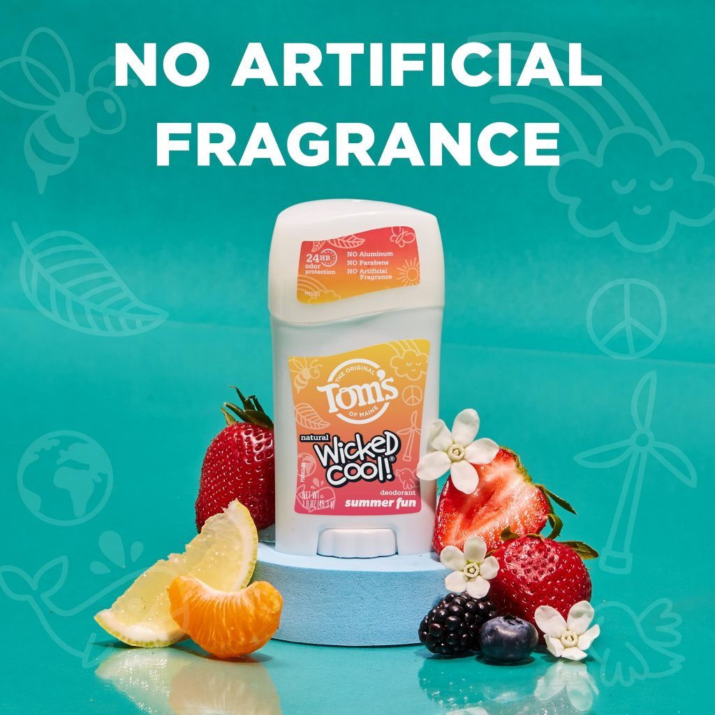 Lăn nách khử mùi cho trẻ em, ngăn tiết mồ hôi Tom’s of Maine Aluminum-Free Wicked Cool! Natural Deodorant for Kids