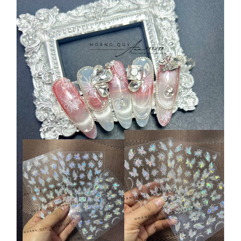 Sticker bướm lụa 5D dán móng , miếng dán nail sticker 5D - Hoàng Quý