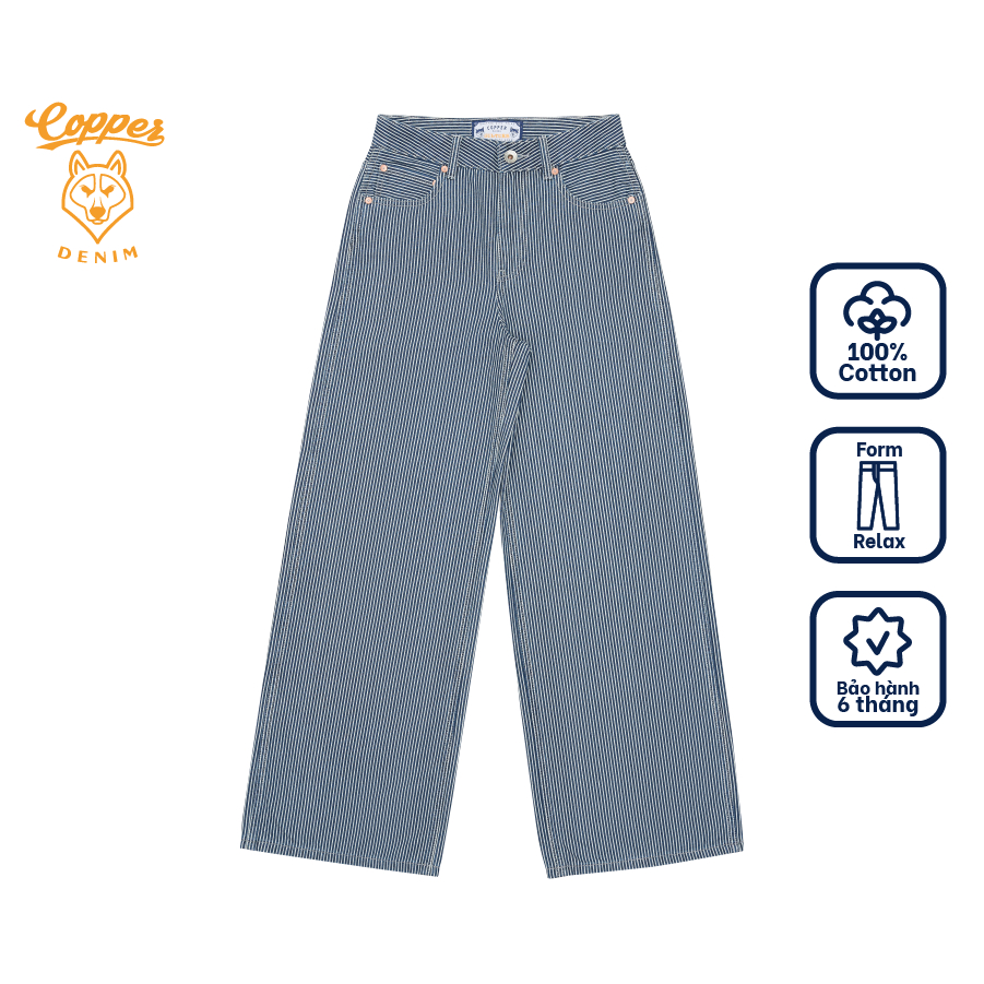 [NỮ] Quần Jeans Nữ Hickory 11Oz - onewashed denim, ống rộng, màu xanh sáng - Copper Denim