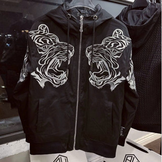  Áo Khoác Gió Thêu Hổ Trắng Philipp Có Mũ 2 Lớp ❤ Áo Gió Dày Dặn Dáng Rộng Nam Nữ NA640 