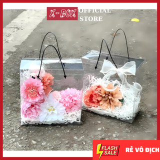 Túi Hộp Mica Trong Suốt (Trơn) Kèm Quai Xách Bằng Nhựa Dùng Đựng Quà Tặng, Hoa Quả, Bánh Kẹo Tặng Biếu Dịp Lễ