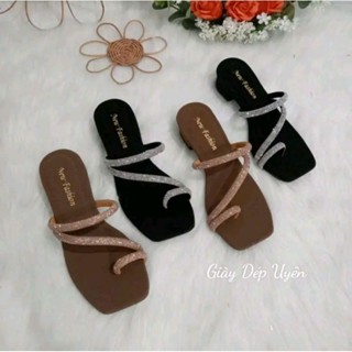   Chọn tăng 1 size Dép Kiểu Gót Vuông 3 Phân Xỏ Ngón Quai Dây Đính Đá Thời Trang Thiết Kế Sang Trọng Đế Chống Trơn Trượt 