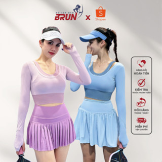   ÁO  LOSBIN Croptop Dài -Áo Croptop Thể Thao Nữ Dài Tay Chất Thun Lạnh Cao Cấp,Sẵn đệm dày dặn-BRUN 
