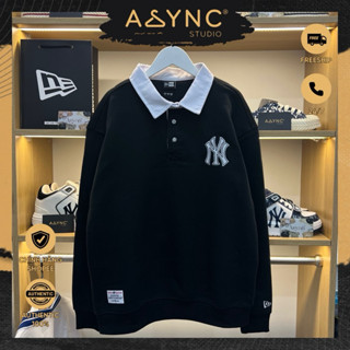 (Auth) Áo Sweater Polo Nỉ Bông Tay Dài New Era x MLB NY Đen Cổ Trắng | CODE: 13781117 - Async Studio