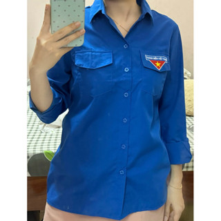 Áo đoàn, áo đoàn thanh niên Nam Nữ - Logo thêu - Vải Kate