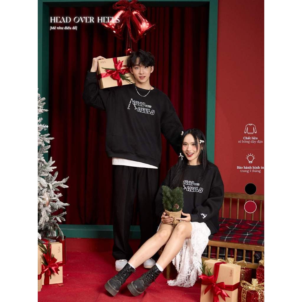 [IN TÊN THEO YÊU CẦU] - Áo đôi Sweater nỉ bông - Head over heels - áo unisex nam nữ - vuver.vn