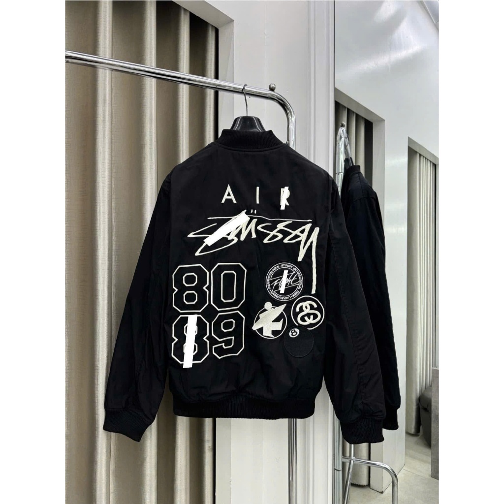 ⚜️[Cao cấp - Loại 1] Áo Khoác Trần Bông Stussy Mặc Cả 2 Mặt Đen Và Trắng - Áo Khoác Bomber Nam Nữ Ch