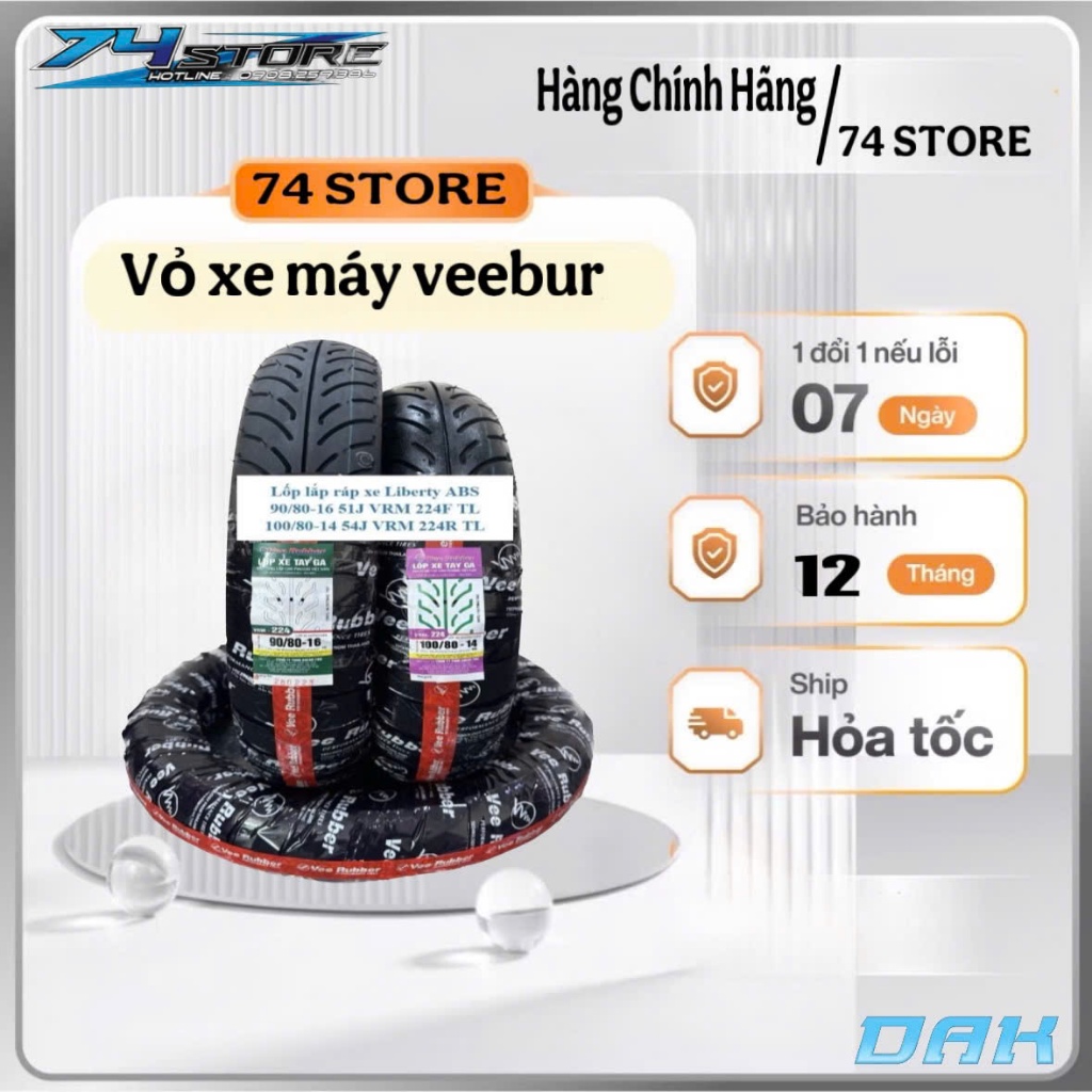 Vỏ lốp xe VEE RUBBER nhập khảu bưởi TLT phù hợp cho mọi loại xe bảo hành 12 tháng
