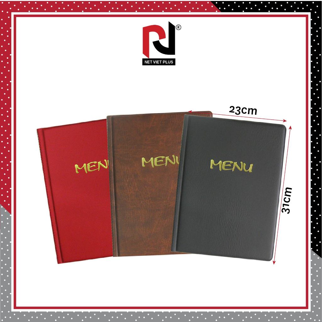 Bìa menu simili a4 khổ 31x 23cm có 10 lá nhựa