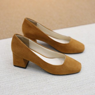  Giày Công Sở - Giày tiếp viên hàng không - Giày Gót Vuông Judy Mũi Vuông Da Mềm Cao 5p VNXK 