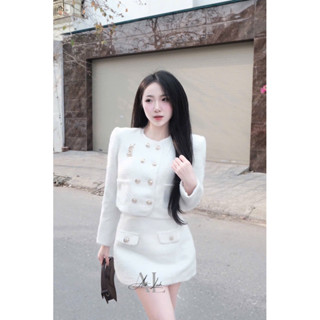 Set Dạ Đông Set Dạ Lông Thỏ Đi Chơi Váy Dự Tiệc Đám Cưới Sa Ngắn màu Hồng Pastel Hàng Thiết Kế  loại 1