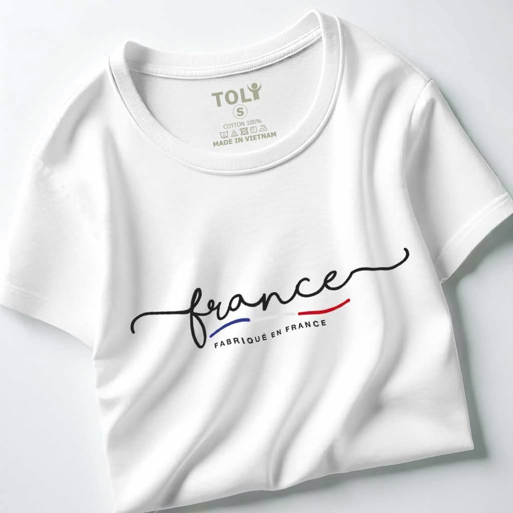 Áo thun nữ TOLI cổ tròn tay ngắn, In chữ France, Form vừa dáng, vải cotton 4 chiều - PSB M02 | BigBuy360 - bigbuy360.vn