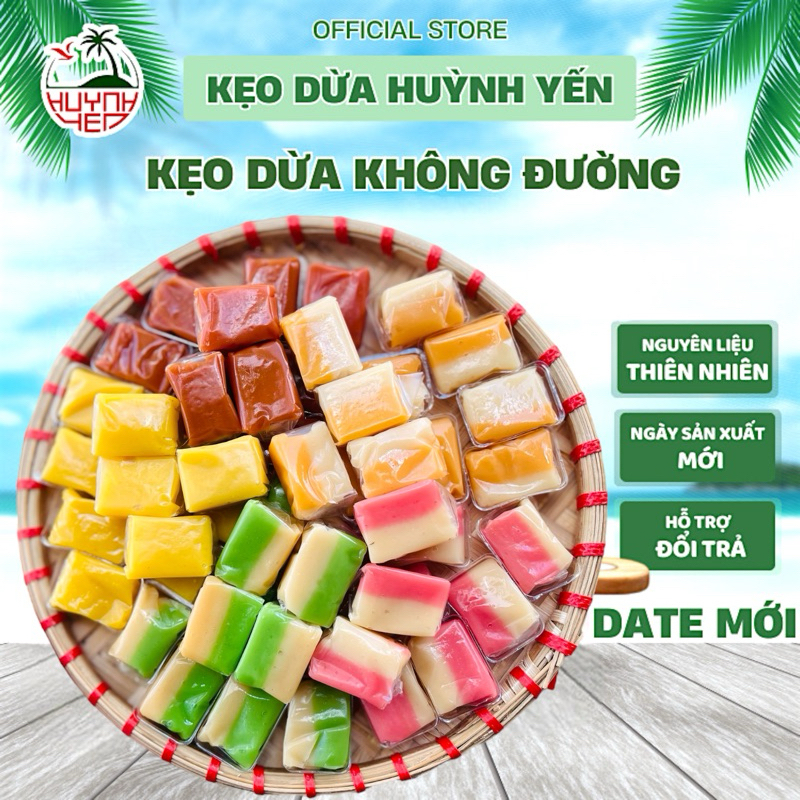  Loại Đặc Biệt  KẸO DỪA KHÔNG ĐƯỜNG tinh luyện-Mạch Nha Nếp – Healthy Snack – Đặc Sản Bến Tre – Huỳnh Yến 