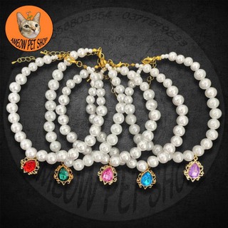 VÒNG CỔ NGỌC TRAI SANG CHẢNH CÓ MẶT NGỌC SANG CHẢNH CHO THÚ CƯNG