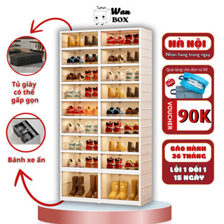 Tủ Giày Gấp Gọn WAN BOX 36 đôi 9104-8-1G Gấp Gọn Tiện Lợi Có Ngăn Để Boot [ BẢO HÀNH 3 NĂM ], Kệ Để Giày Dép Cao Cấp
