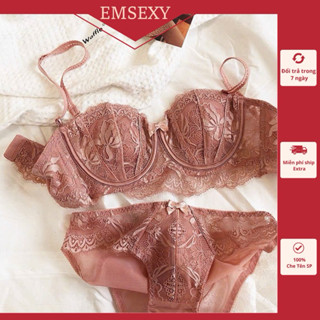 Bộ Đồ Lót Ren Hoa Mềm Mại, Có Gọng Dẻo, Mút Tai Thỏ Siêu Xinh