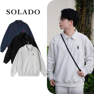 Áo Sweeter Polo Nam Nữ Form Suông Vải Nỉ Cotton 2 Da Cổ Bẻ 3 Màu Đen Xám Xanh Than SOLADO APS