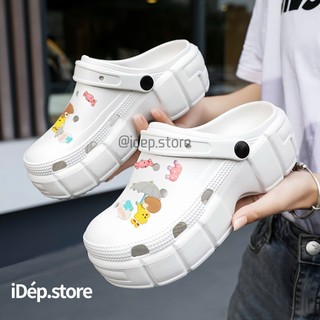  Dép Sục CROSS Sandal Nữ Đế Cao 5.5cm  Kèm 8 Sticker  iDÉP SL062 Sục Y Tá Đế Bánh Mì  Đen Trắng Be  