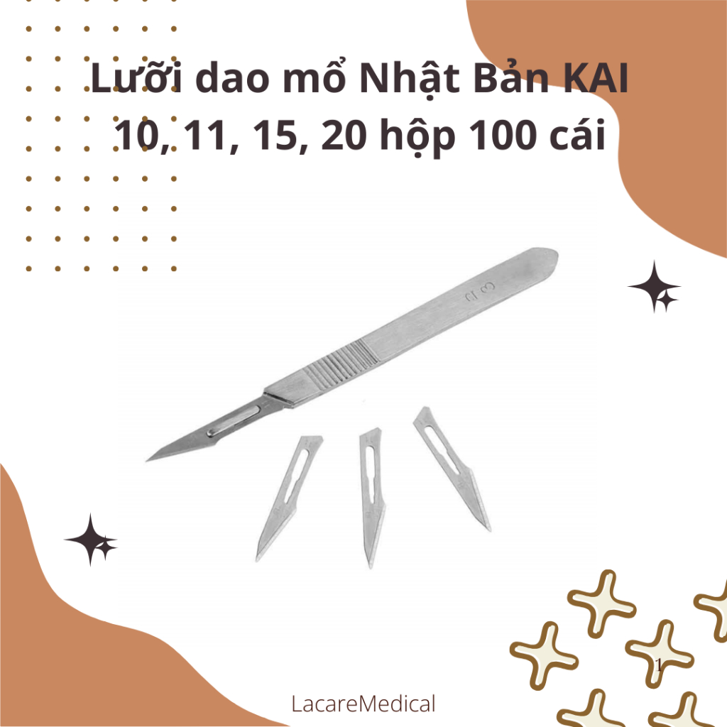Lưỡi dao mổ Nhật Bản KAI các số 10, 11, 15, 20 hộp 100 cái