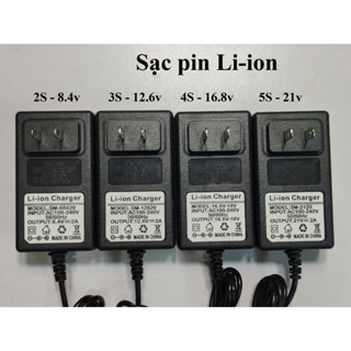 Sạc pin 2s, 3s, 4s, 5s 8.4v, 12.6v, 16,8v, 21v - 2A có đèn báo đầy, tự ngắt - SL linh kiện DIY