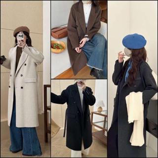 Dạ6 Áo Dạ Ép Lông Cừu Kèm Dây Đai Phong Cách Sang Chảnh, Thanh Lịch Dáng Dài Form Suông Hàn QC