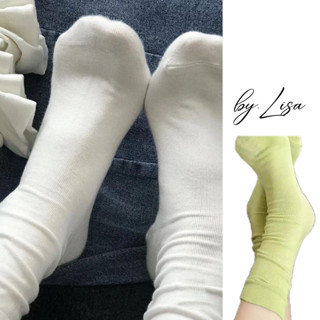 Tất cổ cao Unisex Tất trắng Basic, vớ cổ cao nữ trắng họa tiết nàng thơ lolita tất vớ cổ ngắn hoạ tiết dâu TN32