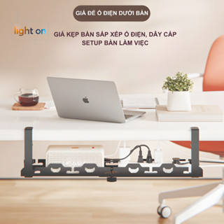 Giá đỡ ổ cắm điện kẹp bàn, giá đỡ ổ điện giấu dây điện dây sạc giúp bàn làm việc gọn gàng ngăn nắp Light On