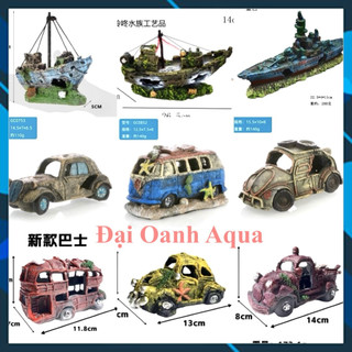  Mô hình Tàu Thuyền Đắm - Ô tô Đắm -Thùng Gỗ Mục - Xác Máy Bay - Trang trí bể cá tiểu cảnh non bộ 