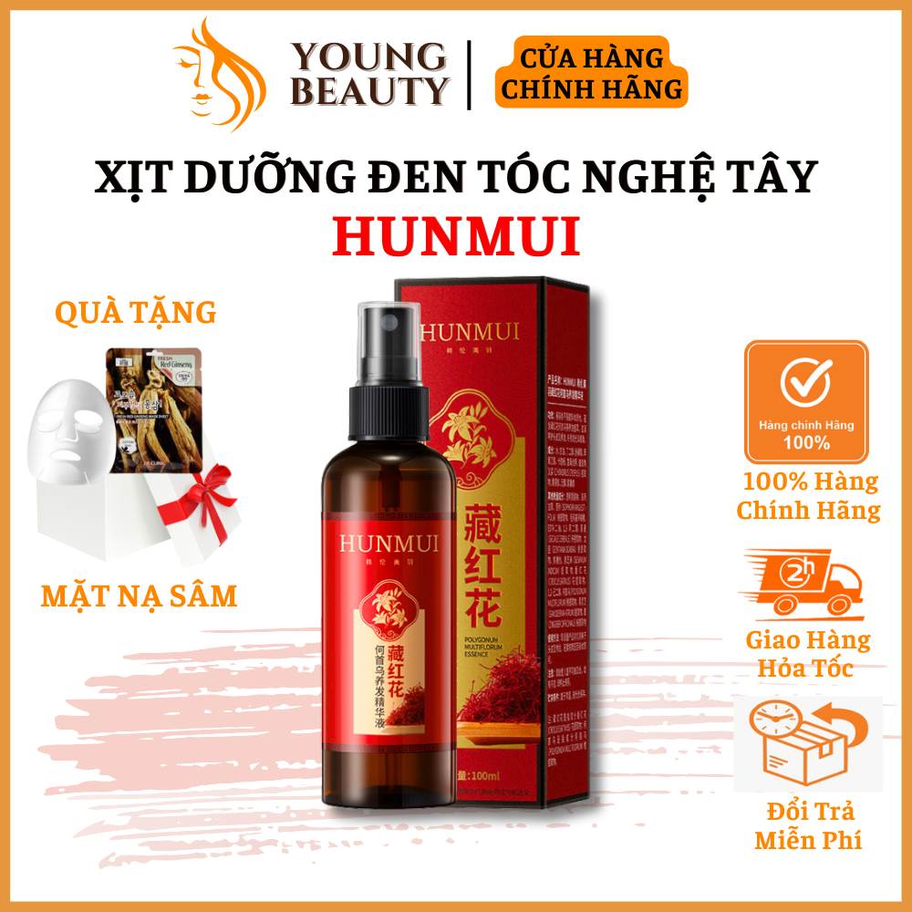 Xịt dưỡng đen tóc nghệ tây HUNMUI - HUMUI xịt đen tóc nuôi dưỡng và làm chắc khỏe tóc, phục hồi mái tóc chai 100ml