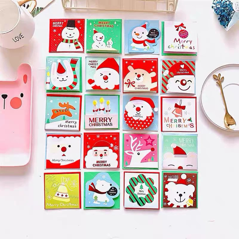 combo  20 thiệp giáng sinh kèm bì giấy