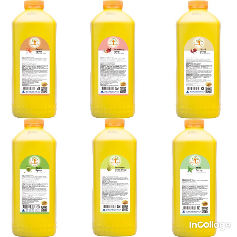 Siro/Syrup Maulin Đài Loan 2kg5 - ( Đào - Dâu - Vải....)--