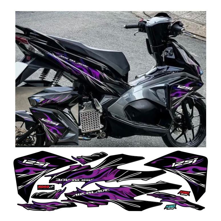 tem ab airblade 2017 lửa đen tím trắng decal rời 3 lớp