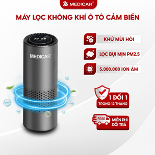 Máy lọc không khí ô tô Medicar lọc bụi mịn, tạo ion âm diệt khuẩn khử mùi chống say xe cho xe hơi