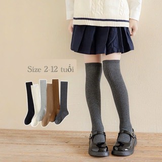  Tất dài đến Đùi cho bé Chất Gân Tăm phong cách Hàn Quốc 
