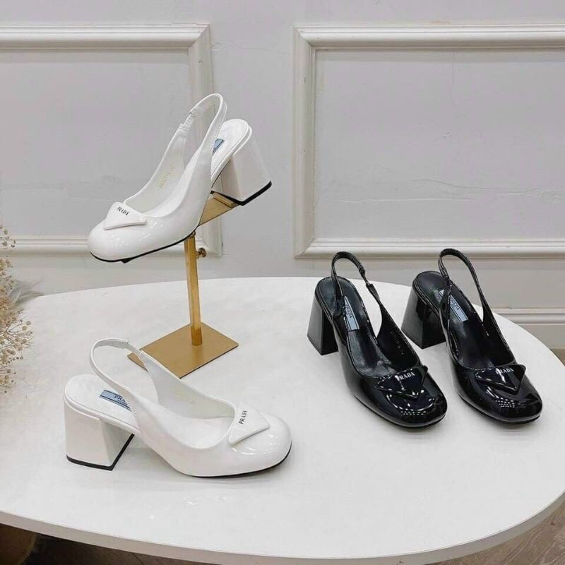 Giày cao gót nữ đế vuông 5p mũi vuông PA quai hậu k lo đau chân