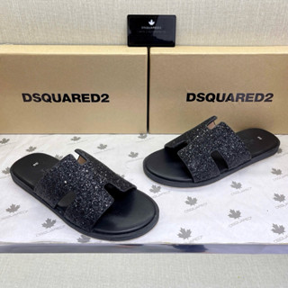  Dép lê nam quai ngang PB quai da Pu chữ H phủ kim tuyến đế phíp dập logo sang trọng boy phố DL134P 