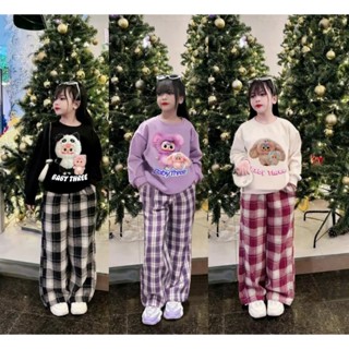 Bộ đồ thu đông NỈ 6 màu LABUBU BABYTHREE cho bé gái bé trai ấm áp từ 9-44kg mã 98688a