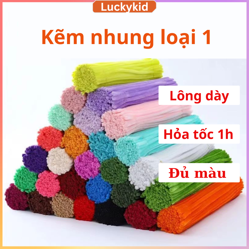 Kẽm nhung, kẽm nhung loại 1 lông dày mix nhiều màu làm hoa đào, hoa mai, hoa sen, tuy líp, cây thông noel, hoa lan
