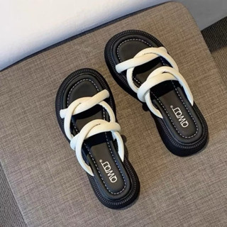 Dép Bánh Mì Nữ Quai Xoắn Chéo Đế Cao 4cm Kiểu Ulzzang Cực Hot