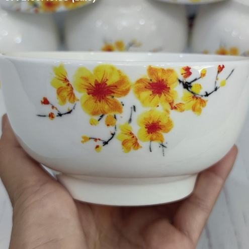 chén sứ trắng hoạ tiết hoa mai 11.5cm - chén sứ hoa ai