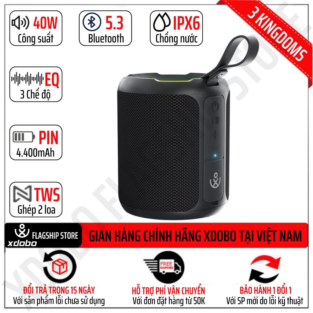 Loa Bluetooth Xdobo 3 Kingdoms 40W Siêu Trầm Bản nâng cấp của Xdobo Rainbow hay hơn Tronsmart T7 Min