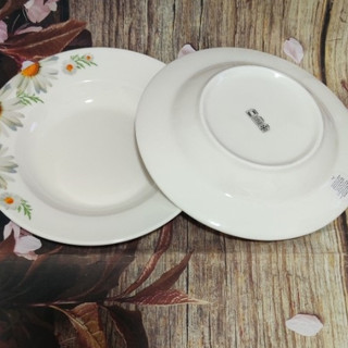 dĩa sứ trắng in hoa 20cm - dĩa sứ lòng sâu 20cm